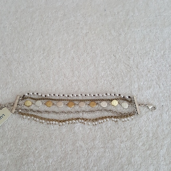 Lucky Brand Two Tone Pearl Layered Bracelet - Picture 2 of 5